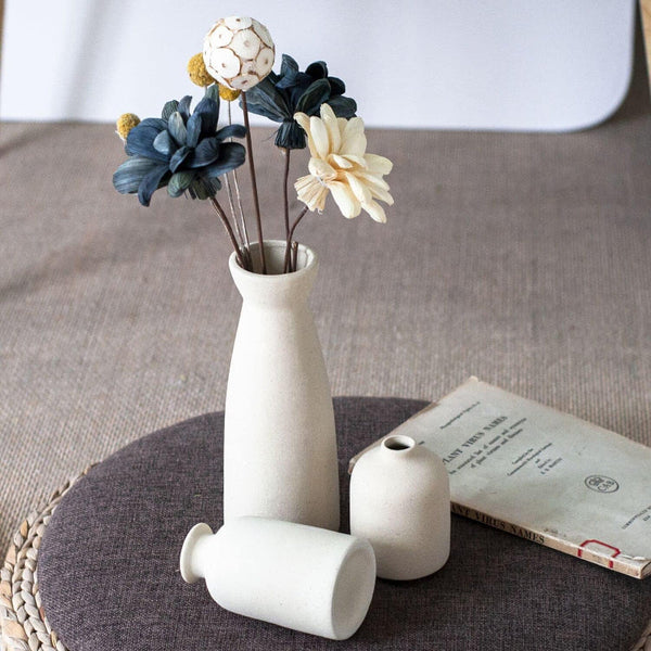 Ceramic Set Of 3 Modern White For Home Dcor Vases