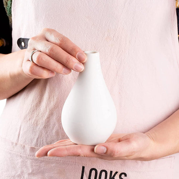 Ceramic Set Of 5 White For Home Decor Vases