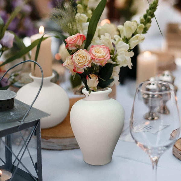 Ceramic Set Of 5 White For Home Decor Vases