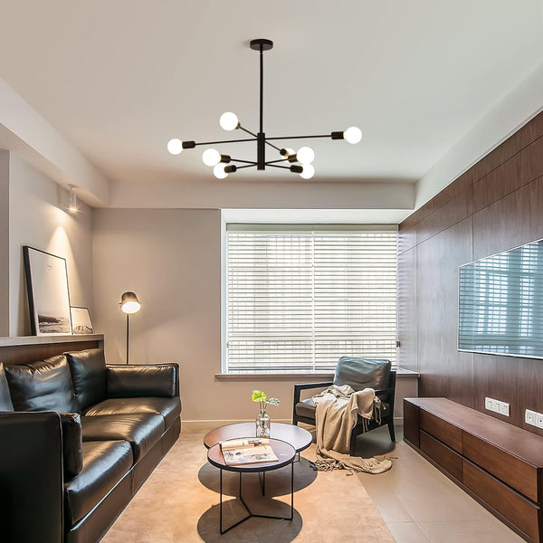 Modern Sputnik Chandelier 8 Light Black Chandeliers & Ceiling Fixtures