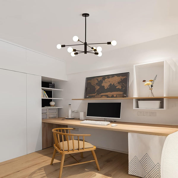 Modern Sputnik Chandelier 8 Light Black Chandeliers & Ceiling Fixtures