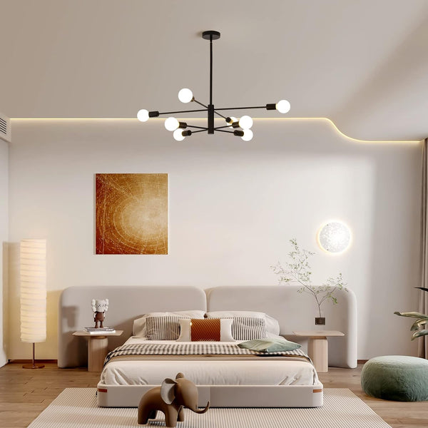 Modern Sputnik Chandelier 8 Light Black Chandeliers & Ceiling Fixtures