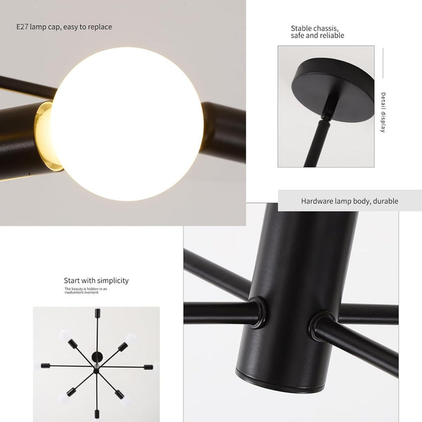 Modern Sputnik Chandelier 8 Light Black Chandeliers & Ceiling Fixtures