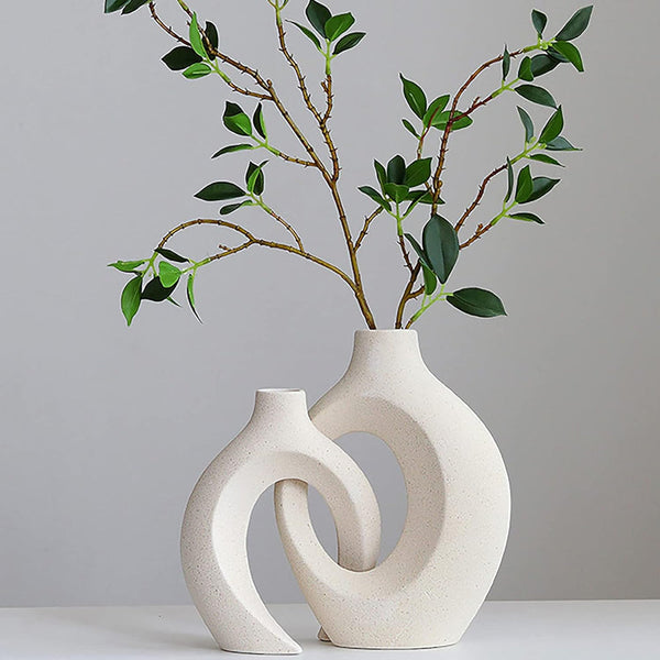 Ceramic Set Of 2 Creative White For Home Decor Vases