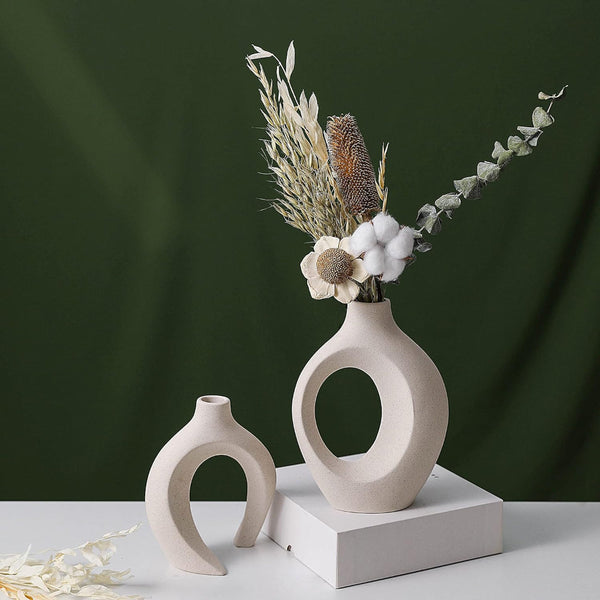 Ceramic Set Of 2 Creative White For Home Decor Vases