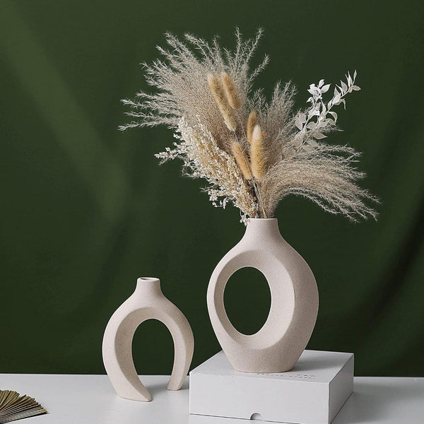 Ceramic Set Of 2 Creative White For Home Decor Vases