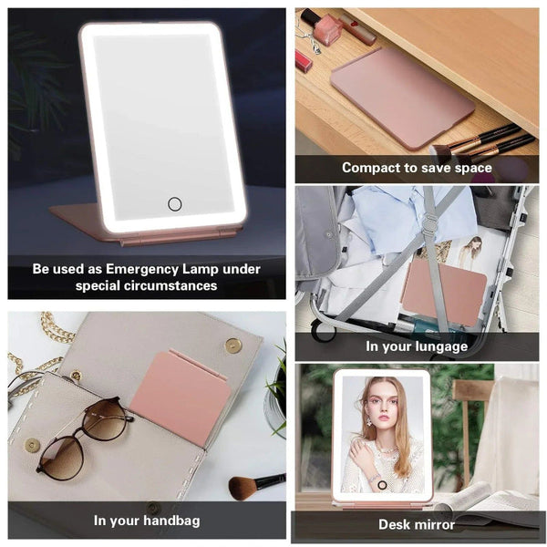 Led Travel Makeup Mirror 3 Light Modes Usb Makeup Mirrors