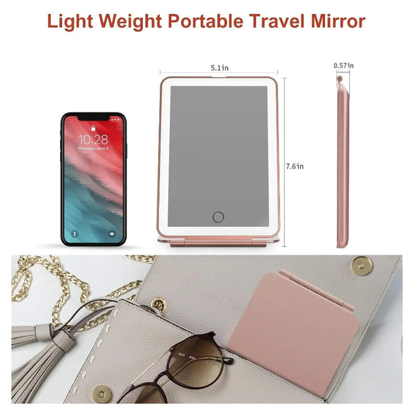 Led Travel Makeup Mirror 3 Light Modes Usb Makeup Mirrors