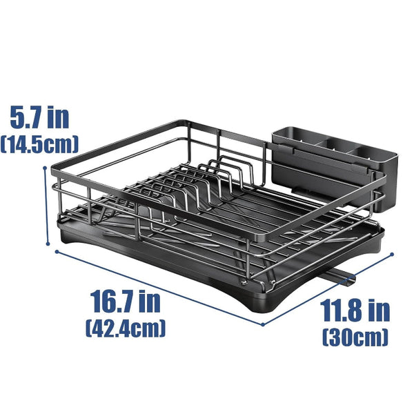 Large Dish Drying Rack With Drainboard Black Racks & Holders
