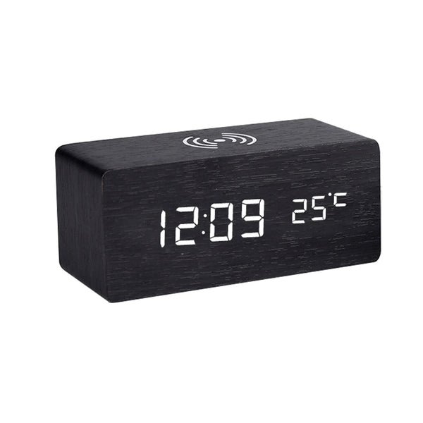 Modern Led Desk Clock With Qi Charger Desk Clocks