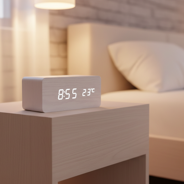 Led Desk Clock With Qi Charger Desk Clocks