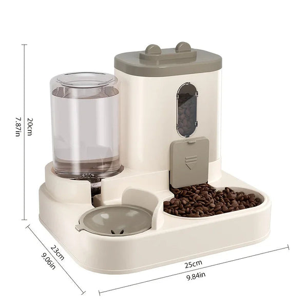 2 In 1 Automatic Cat Food & Water Dispenser Dishes Feeders & Fountains