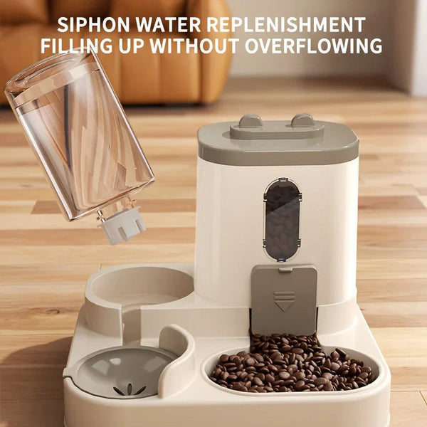 2 In 1 Automatic Cat Food & Water Dispenser Dishes Feeders & Fountains
