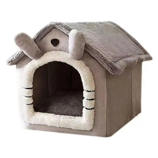 Soft Indoor Dog House & Bed Washable Grey Pet Beds