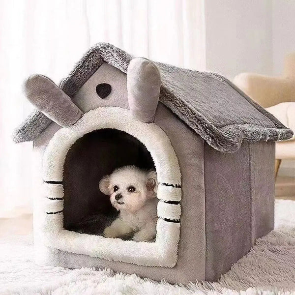 Soft Indoor Dog House & Bed Washable Grey Pet Beds