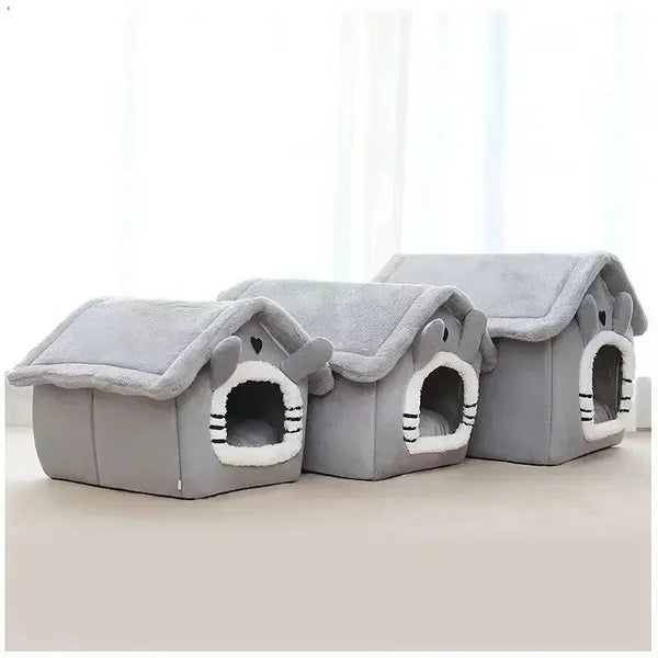 Soft Indoor Dog House & Bed Washable Grey Pet Beds