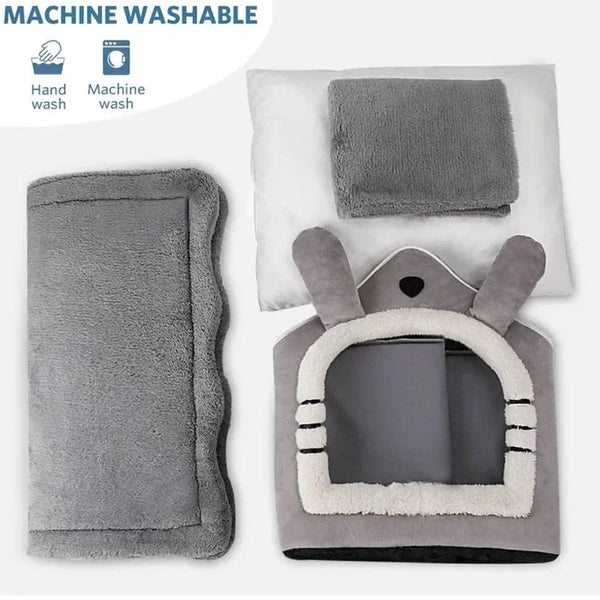 Soft Indoor Dog House & Bed Washable Grey Pet Beds