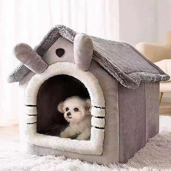 Soft Indoor Dog House & Bed Washable Grey Pet Beds