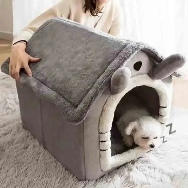 Soft Indoor Dog House & Bed Washable Grey Pet Beds