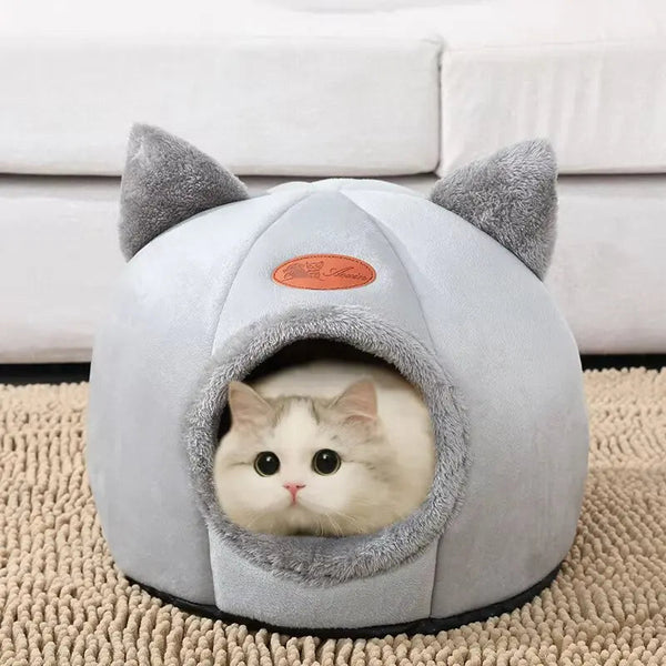2024 Cat House Bed Soft Washable Grey 36Cm Pet Beds
