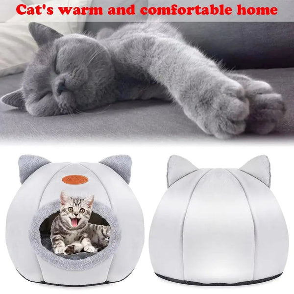 2024 Cat House Bed Soft Washable Grey 36Cm Pet Beds