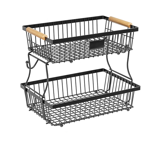 2 Tier Metal Fruit Vegetable Storage Basket Storage Bins & Baskets