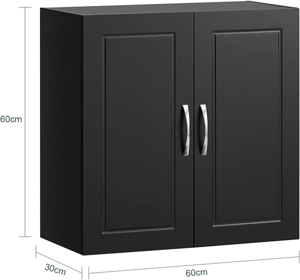 Wall Storage Cabinet Double Doors Black Cabinets & Cupboards