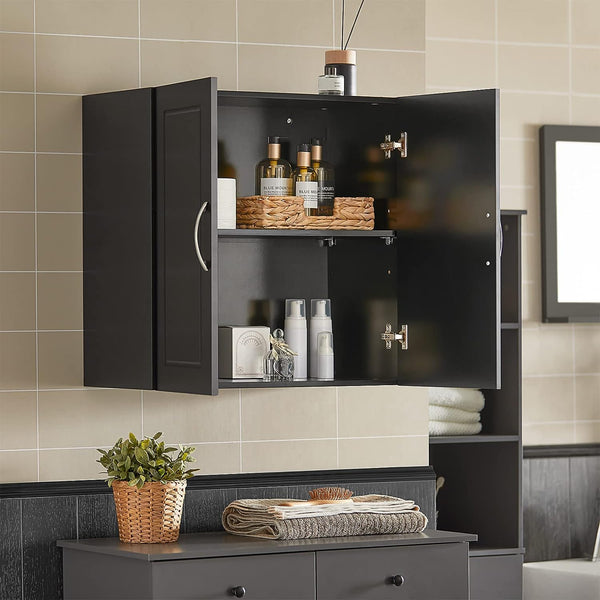 Wall Storage Cabinet Double Doors Black Cabinets & Cupboards