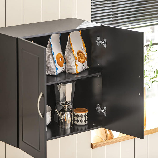 Wall Storage Cabinet Double Doors Black Cabinets & Cupboards
