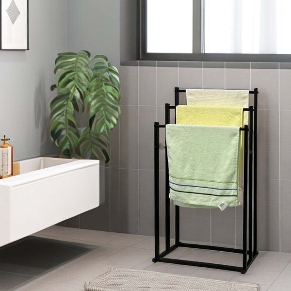 Metal Free Standing Towel Rack 3 Tier Bathroom Rail Shelf Dryer Towel Racks