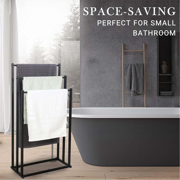 Metal Free Standing Towel Rack 3 Tier Bathroom Rail Shelf Dryer Towel Racks