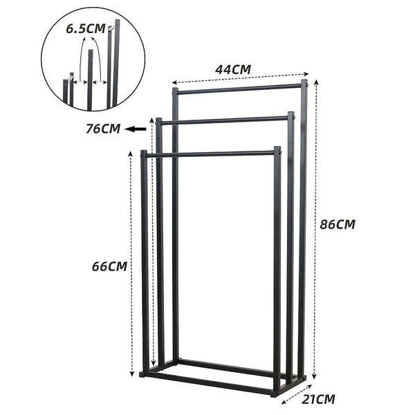 Metal Free Standing Towel Rack 3 Tier Bathroom Rail Shelf Dryer Towel Racks