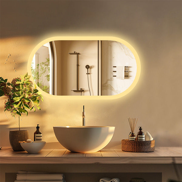 1000X500mm Led Bathroom Mirror Oval Anti Fog Dimmable Wall Mount Mirrors
