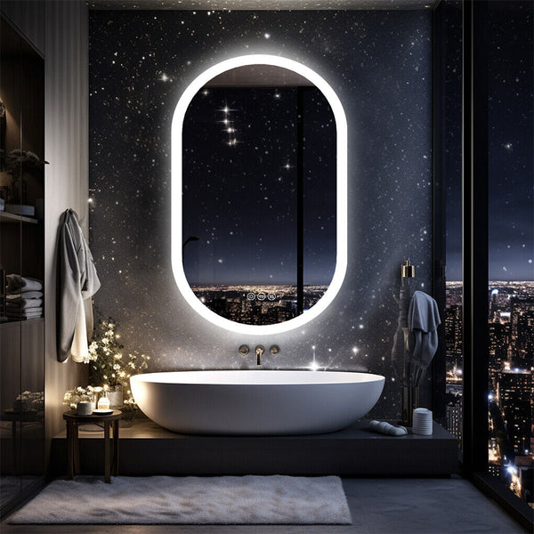 120X60cm Led Bathroom Mirror Oval Anti Fog Dimmable Wall Mount Mirrors