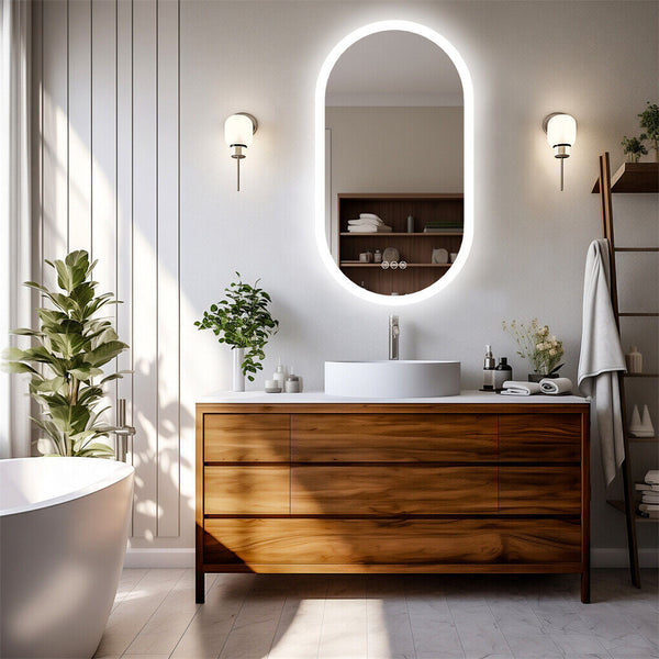 120X60cm Led Bathroom Mirror Oval Anti Fog Dimmable Wall Mount Mirrors
