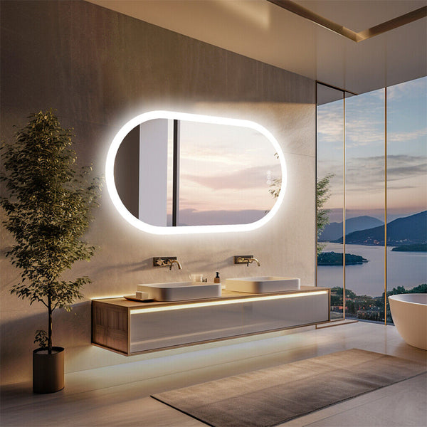 120X60cm Led Bathroom Mirror Oval Anti Fog Dimmable Wall Mount Mirrors