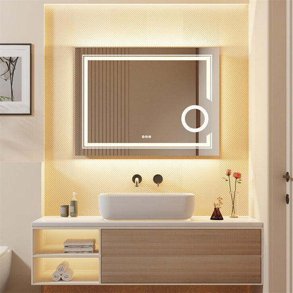600X800mm Led Bathroom Mirror With Magnification Anti Fog Mirrors