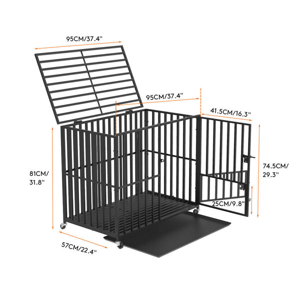 38 Heavy Duty Dog Cage Large Xl Xxl Pet Kennel On Wheels Dog Cages