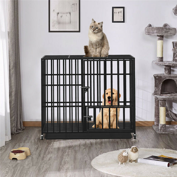 42 Xl Heavy Duty Dog Cage Playpen Kennel W/ Wheels Fences & Pens