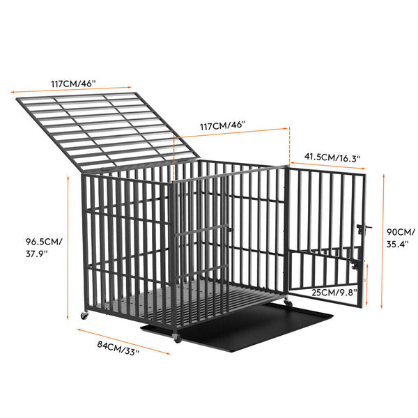 46 Xxl Heavy Duty Dog Cage Jumbo Large Pet Kennel On Wheels Dog Kennels