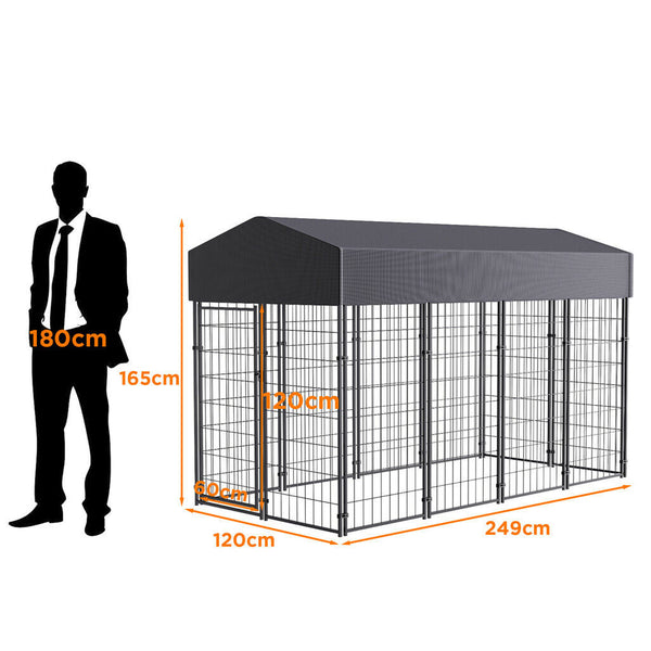 Large Outdoor Dog Kennel 250X120x165cm Pet Cage With Roof Dog Kennels