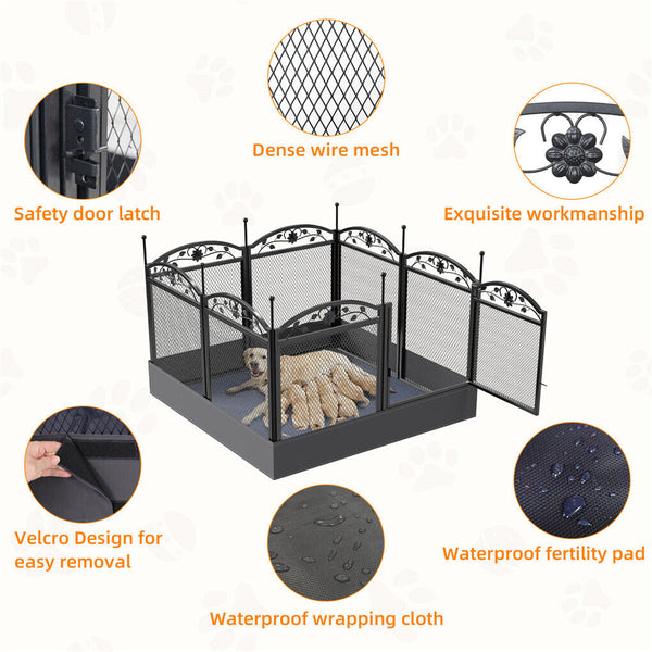 Heavyduty Metal Dog Playpen W/ Waterproof Border Dog Kennels