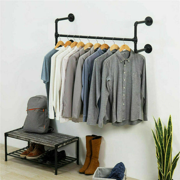 Iron Wall Mounted Clothes Rack With Shelf Garment Display Garment Racks