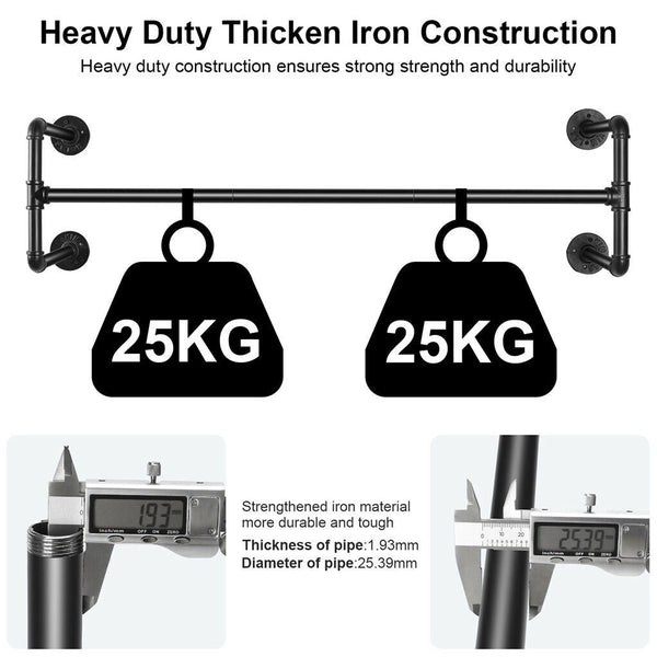 Iron Wall Mounted Clothes Rack With Shelf Garment Display Garment Racks