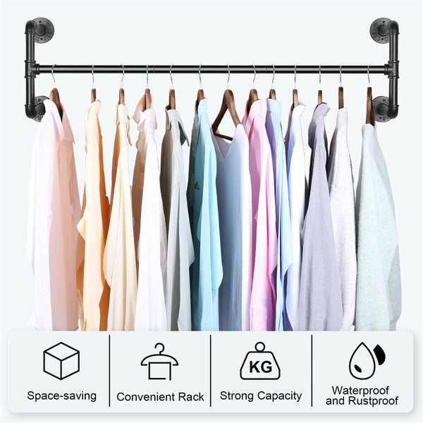 Iron Wall Mounted Clothes Rack With Shelf Garment Display Garment Racks