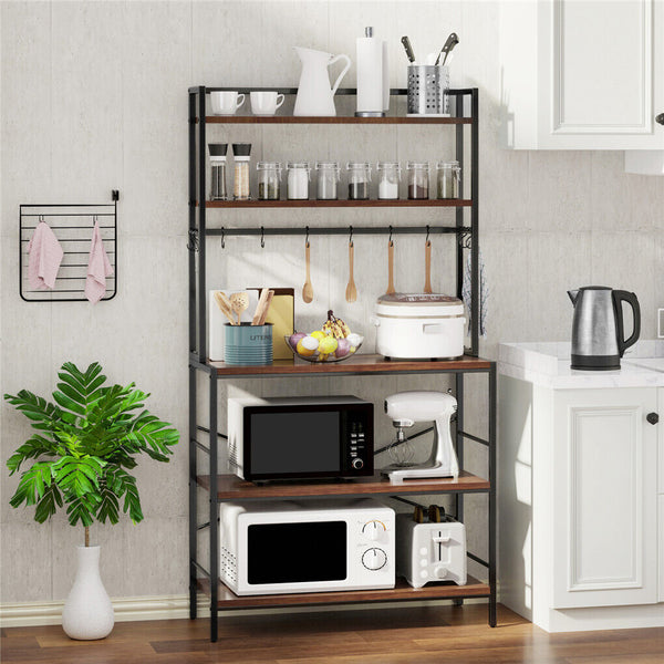 5 Tier Baker's Rack Microwave Stand Storage Shelf 84.5Cm Microwaves