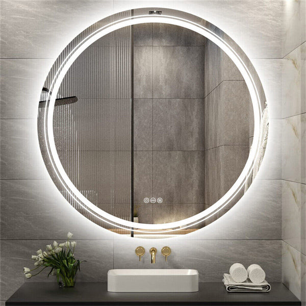 60Cm Led Bathroom Mirror Anti Fog Circle Backlit Hd Mirrors