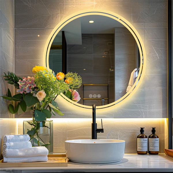 60Cm Led Bathroom Mirror Anti Fog Circle Backlit Hd Mirrors