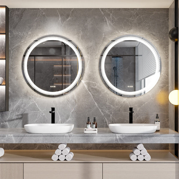 60Cm Led Bathroom Mirror Anti Fog Circle Backlit Hd Mirrors