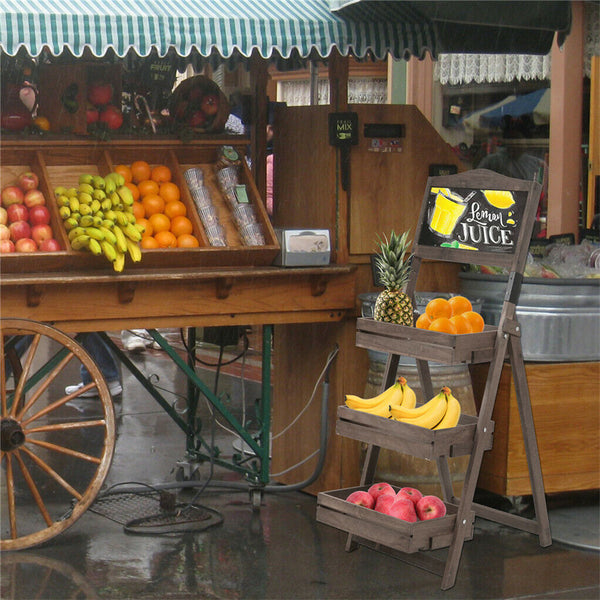 3 Tier Rustic Wood Plant Stand 38Cm Corner Shelf Plant Stands